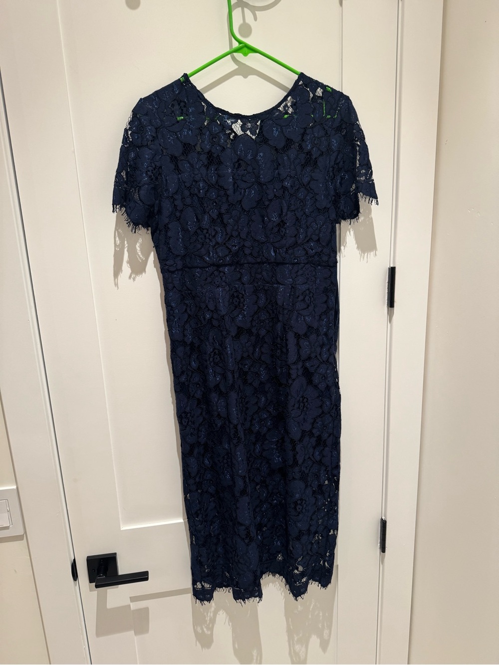 Navy lace blue midi dress with back zipper in size Large